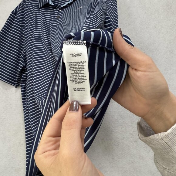 Vineyard Vines Polo Shirt Mens XL Blue White Stripe Performance Golf Stretch - Picture 5 of 9